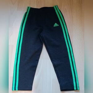 adidas Kids Black Sweatpants with Neon Green Stripes 4T